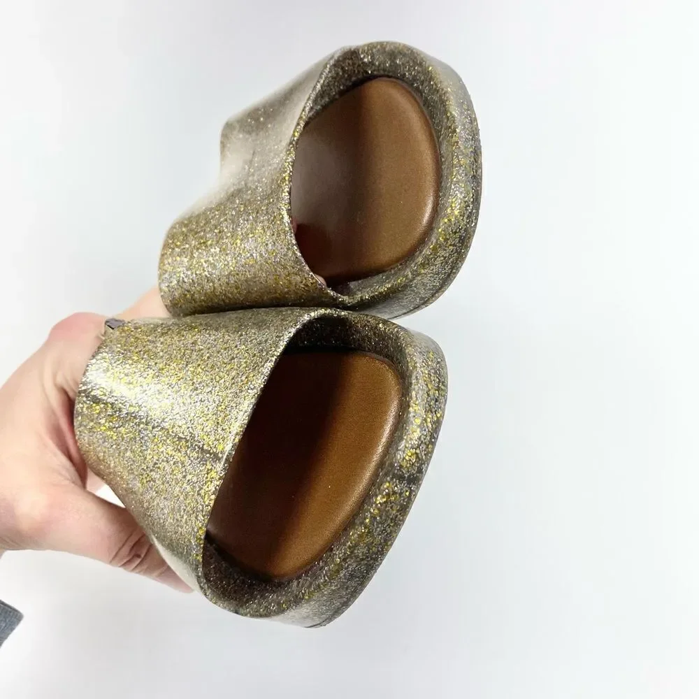 Melissa gold glitter beach slide sandal 8